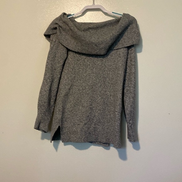 Loft Heather Grey Cowl Neck Cozy Cotton Blend Sweater Xs